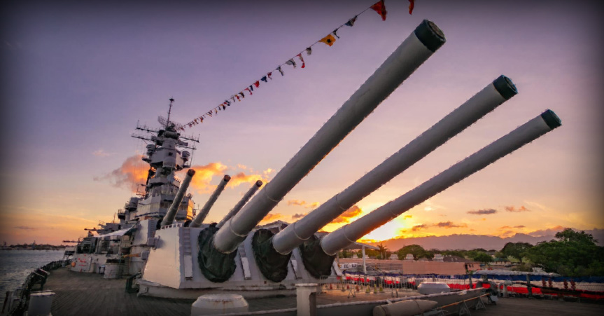 Guns of the big mighty USS Missouri Battleship